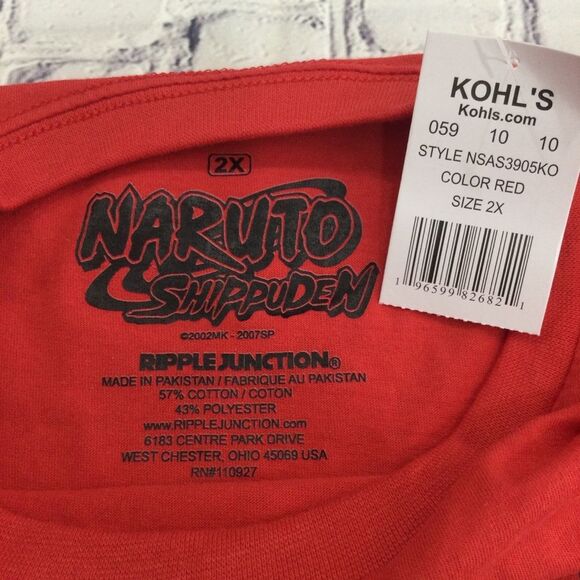 Naruto Shippuden T-Shirt Men’s Size 2X Color Red Anime Graphic NWT - Picture 4 of 7